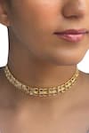 Buy_MAALICIOUS JEWELRY_Gold Plated Polki Embellished Double Layered Choker _at_Aza_Fashions