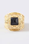 Shop_MAALICIOUS JEWELRY_Black Stone Embellished Poison Ring _at_Aza_Fashions