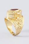 Shop MAALICIOUS JEWELRY Gold Plated Gota Patti, Stones Openable Carved Poison Ring Online at Aza Fashions Shop_MAALICIOUS JEWELRY_Gold Plated Gota Patti, Stones Openable Carved Poison Ring _Online_at_Aza_Fashions