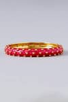 MAALICIOUS JEWELRY_Pink Enamel Shakti Ghungroo Embellished Bangle _Online_at_Aza_Fashions