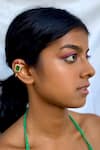 Buy_MAALICIOUS JEWELRY_Green Stone Camila Ear Bar Cuffs _at_Aza_Fashions