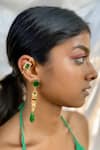 Buy_MAALICIOUS JEWELRY_Green Stone Camila Ear Bar Cuffs _Online_at_Aza_Fashions