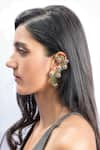 Buy_MAALICIOUS JEWELRY_Green Zirconia Floret Creeper Embellished Ear Cuffs _at_Aza_Fashions