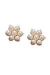 MAALICIOUS JEWELRY_White Pearl Rosa Studs _Online_at_Aza_Fashions