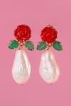 Shop_MAALICIOUS JEWELRY_White Stone La Vie En Rose Embellished Earrings _at_Aza_Fashions