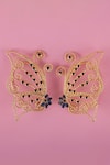 Shop_MAALICIOUS JEWELRY_Gold Plated Zirconia Butterfly Wings Earcuff _at_Aza_Fashions