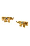 Shop_MAALICIOUS JEWELRY_Gold Plated Stone Elephant Craved Earcuffs _at_Aza_Fashions