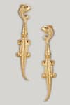 Shop_MAALICIOUS JEWELRY_Gold Plated Stone Alligator Kiki Earrings _at_Aza_Fashions