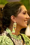 MAALICIOUS JEWELRY_Green Beads Tall Parrot Embellished Dangler Earrings _Online_at_Aza_Fashions