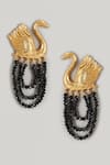 Shop_MAALICIOUS JEWELRY_Gold Plated Beads Swan Tassel Earrings _at_Aza_Fashions