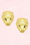 Shop_MAALICIOUS JEWELRY_Gold Plated Huli Tiger Shaped Studs _at_Aza_Fashions