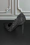 ELLEGANTI_Black Embellished Elle Swarovski Heels _at_Aza_Fashions