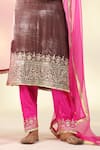 SHIVANI SABHARWAL_Pink Kurta Silk Velvet Embroidered Zari Round Salwar Set _Online_at_Aza_Fashions