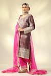 SHIVANI SABHARWAL_Pink Kurta Silk Velvet Embroidered Zari Round Salwar Set _at_Aza_Fashions