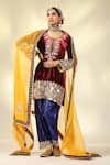 Buy_SHIVANI SABHARWAL_Maroon Kurta Silk Velvet Embroidered Zari Round Pearl Salwar Set _Online_at_Aza_Fashions