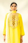 Buy_SHIVANI SABHARWAL_Yellow Kurta Crepe Silk Embroidered Sequin Round Dori Short Flared Pant Set _Online_at_Aza_Fashions