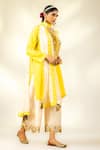 Shop_SHIVANI SABHARWAL_Yellow Kurta Crepe Silk Embroidered Sequin Round Dori Short Flared Pant Set _Online_at_Aza_Fashions