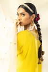 SHIVANI SABHARWAL_Yellow Kurta Crepe Silk Embroidered Sequin Round Dori Short Flared Pant Set _at_Aza_Fashions