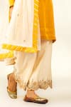 Shop_SHIVANI SABHARWAL_Yellow Kurta Crepe Silk Embroidered Sequin Dori Thread Short Flared Pant Set _Online_at_Aza_Fashions