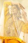 SHIVANI SABHARWAL_Yellow Kurta Crepe Silk Embroidered Sequin Dori Thread Short Flared Pant Set _at_Aza_Fashions