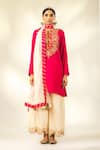 SHIVANI SABHARWAL_Pink Kurta Crepe Silk Embroidered Sequin Thread Dori Short Flared Pant Set _Online_at_Aza_Fashions