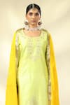 SHIVANI SABHARWAL_Green Kurta And Pant Silk Dupatta Organza Embroidered Zari Scalloped Set _Online_at_Aza_Fashions