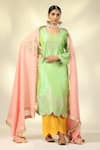 Buy_SHIVANI SABHARWAL_Green Kurta And Pant Silk Dupatta Organza Embroidered Zari Round Sequin Set _at_Aza_Fashions