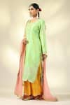 SHIVANI SABHARWAL_Green Kurta And Pant Silk Dupatta Organza Embroidered Zari Round Sequin Set _at_Aza_Fashions