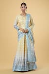 Buy_Samyukta Singhania_Yellow Anarkali Dola Silk Printed Floral Round Digital Pattern With Dupatta 