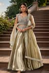 Buy_Samyukta Singhania_Gold Blouse And Dupatta Net Embellished Sequin Panelled Lehenga Set With Bead _at_Aza_Fashions