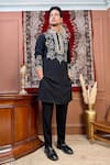 Buy_The House Of Diwans_Black Crepe Embroidery Resham Kurta Set _at_Aza_Fashions