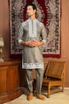 Buy_The House Of Diwans_Green Polyester Embroidery Resham Thread Kurta Set _at_Aza_Fashions