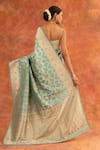 Shop_Neitri_Blue Banarasi Silk Handwoven Zinnia Saree With Running Blouse _at_Aza_Fashions