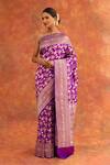 Shop_Neitri_Purple Banarasi Silk Handwoven Saree With Running Blouse Piece _Online_at_Aza_Fashions