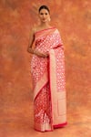 Buy_Neitri_Pink Banarasi Silk Handwoven Peony Saree With Running Blouse _at_Aza_Fashions