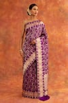 Neitri_Purple Banarasi Silk Handwoven Orchid Saree With Running Blouse _at_Aza_Fashions