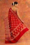 Shop_Neitri_Red Banarasi Silk Handwoven Geranium Saree With Running Blouse _at_Aza_Fashions