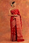 Neitri_Red Banarasi Silk Handwoven Geranium Saree With Running Blouse _Online_at_Aza_Fashions