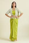 Shop_Samyukta Singhania_Green Dola Embellished Bead Jacket Open Sequin Scalloped Skirt Set 