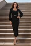 Buy_Samyukta Singhania_Black Polyester Square Dacron Elegant Chic Dress _at_Aza_Fashions