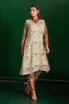 Buy_The Home Affair_Brown Muslin Crepe Hand Work Sequin Kurta Collared Detailed Set With Jacket _at_Aza_Fashions