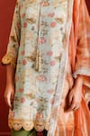 Buy_The Home Affair_Green Muslin Crepe Hand Work Floral Boat Print Kurta Pant Set 