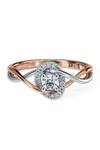 Shop_Divine Solitaires_Rose Gold Imitation Diamonds 18kt Infinite Oval Frame Ring_at_Aza_Fashions