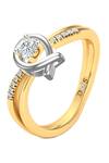 Buy_Divine Solitaires_Yellow Imitation Diamonds 18kt Gold Twirl Knot Frame Design Ring_at_Aza_Fashions