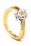Divine Solitaires_Yellow Imitation Diamonds 18kt Gold Twirl Knot Frame Design Ring_Online_at_Aza_Fashions