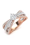 Buy_Divine Solitaires_Rose Gold Diamonds 18kt Solitaire Two Tone Split Ring _at_Aza_Fashions