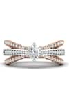 Shop_Divine Solitaires_Rose Gold Diamonds 18kt Solitaire Two Tone Split Ring _at_Aza_Fashions