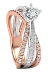 Divine Solitaires_Rose Gold Diamonds 18kt Solitaire Two Tone Split Ring _Online_at_Aza_Fashions