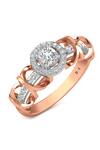 Buy_Divine Solitaires_Rose Gold Imitation Diamonds 18kt Solitaire Cross Loop Halo Ring_at_Aza_Fashions