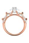 Buy_Divine Solitaires_Rose Gold Imitation Diamonds 18kt Solitaire Cross Loop Halo Ring_Online_at_Aza_Fashions